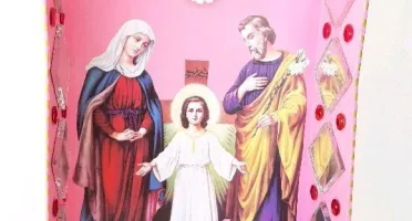 Relicário Sagrada Família com Divino - Rosa