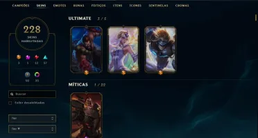 Conta Platina 4 Solo, Ouro 2 Flex, Todos Campeões, 228 SKins