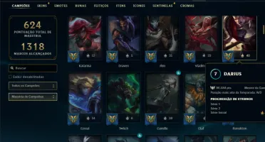 Conta Unranked com TODOS os champs e 160 Skin + 900k de Yasu