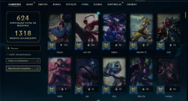 Conta Unranked com TODOS os champs e 160 Skin + 900k de Yasu