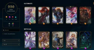 conta lol 220 skins ja foi mestre