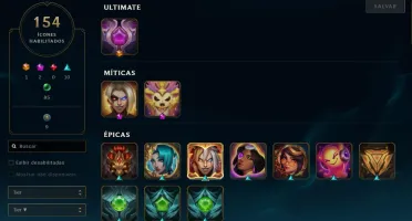 conta lol 220 skins ja foi mestre