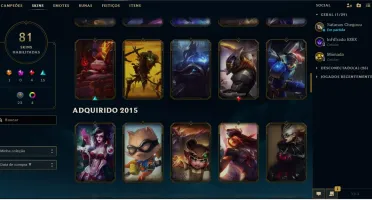 Conta Lv 63 Elo Plat4 +de 80 skins