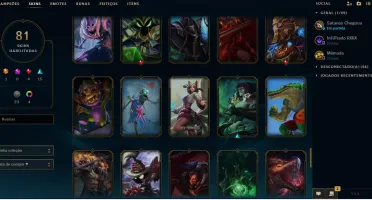 Conta Lv 63 Elo Plat4 +de 80 skins