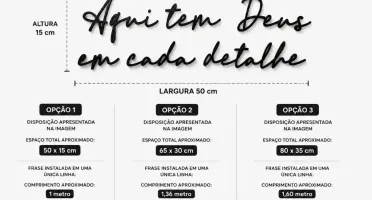 Frase Aqui Tem Deus em Cada Detalhe em MDF Preto