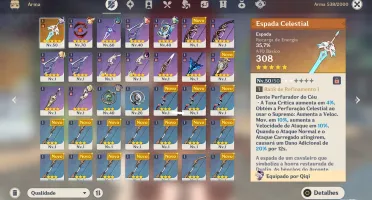 GENSHIN IMPACT - KLEE + HUTAO + QIQI + ESPADA 5*- CONTA AR37