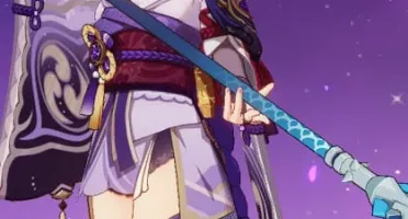 Genshin impact com eula, raiden shogum, espadão do itto ar55