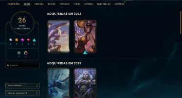 Conta lol unranked lvl 89 - 58 champs 23 skins