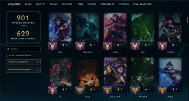 Unranked com TODOS os Champs e 400 Skins +8 Prestigios