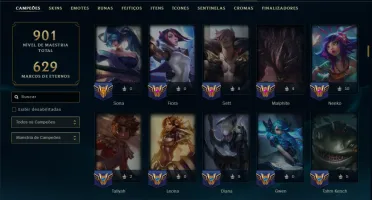 Unranked com TODOS os Champs e 400 Skins +8 Prestigios