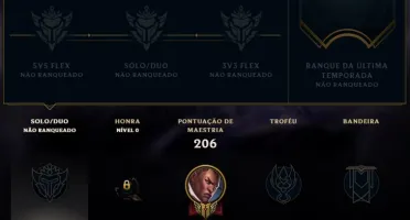 Conta Lol Unranked 70 campeões 25 skins