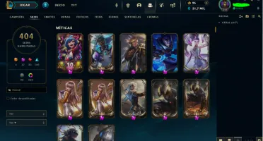 Conta lol lvl 500, Todos os champs e 404 skins