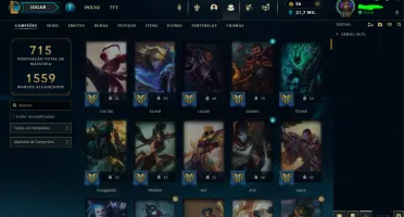 Conta lol lvl 500, Todos os champs e 404 skins