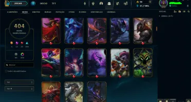 Conta lol lvl 500, Todos os champs e 404 skins