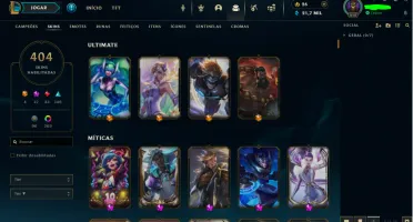 Conta lol lvl 500, Todos os champs e 404 skins