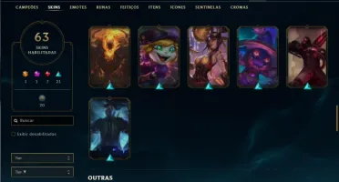 Conta ouro 2 com 110 Champs e 63 Skins