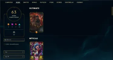 Conta ouro 2 com 110 Champs e 63 Skins