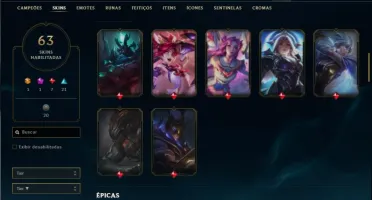 Conta ouro 2 com 110 Champs e 63 Skins