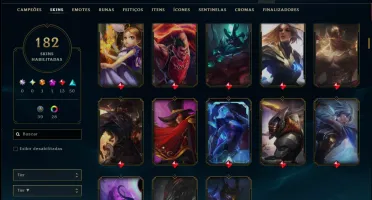 Unranked com TODOS os Champs e 182 Skins ( Nivel 518 )