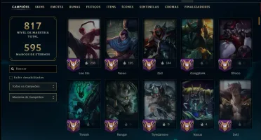 Unranked com TODOS os Champs e 182 Skins ( Nivel 518 )