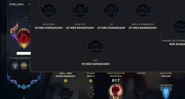 Unranked com TODOS os Champs e 182 Skins ( Nivel 518 )