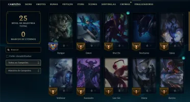 Unranked com 30 Champs e 9 Skins