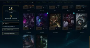 Unranked com 30 Champs e 9 Skins