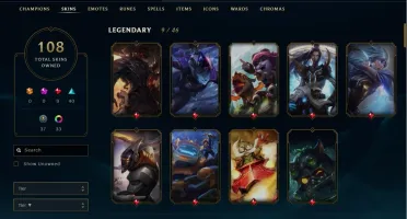 Conta Platina 4, 108 skins, 109 Campeoes, desde 2014