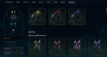Conta Platina 4, 108 skins, 109 Campeoes, desde 2014