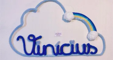 Porta Maternidade Nuvem Personalizada em Tricotin