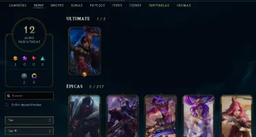 CONTA DE LOL NV 71, UNRANKED, 12 SKINS, 1 ULTIMATE