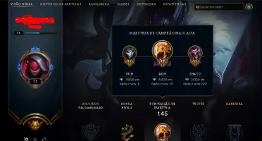 CONTA DE LOL NV 71, UNRANKED, 12 SKINS, 1 ULTIMATE