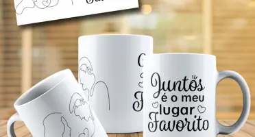 Arte canecas Namorados Line Art