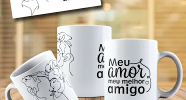 Arte canecas Namorados Line Art