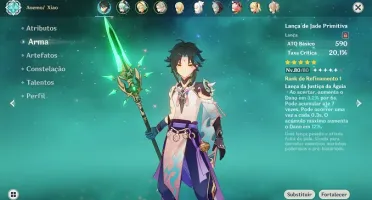 Conta Genshin XIAO + ARMA, ALBEDO E A 10 ORAÇÕES DE UM 5
