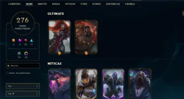 Conta bronze 1 com TODOS os champs e 276 Skins + 22 Cromas