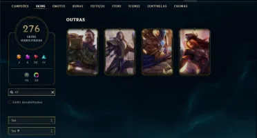 Conta bronze 1 com TODOS os champs e 276 Skins + 22 Cromas