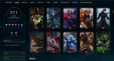 Prata 3 com TODOS os Champs e 211 Skins (Mais de 500 Jogos)