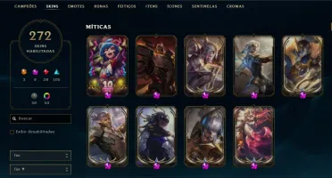 Vendo conta do LOL, nv 460, +270 skins, com RP e 128mil EA