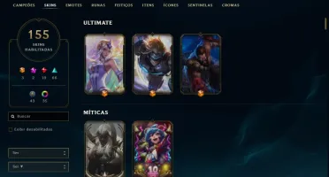 CONTA LOL LVL 225 156 SKINS +125 CAMPEÕES.