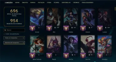 Platina 2 com TODOS os Champs e 178 Skins ( MONO ADC )