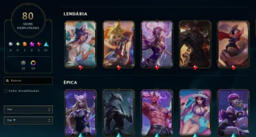 80 Skins, 1 Ultimate, 2 Míticas, 5 Lendárias! Lol Esmeralda