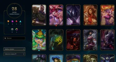 Conta Borda de Platina 28 skins e muitos champs.