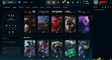 Conta LOL LVL 324 | 161 Campeões| 114 Skins |UNRANKED| 2013