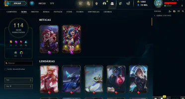 Conta LOL LVL 324 | 161 Campeões| 114 Skins |UNRANKED| 2013
