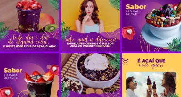 Pack Artes Canva Açaí – 100 Temas Editáveis Açaiteria Vol. 1