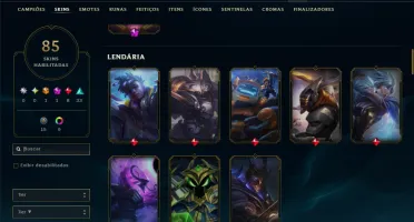 Unranked com 100 Champs e 85 Skins ( ADC / JG )