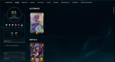 Unranked com 100 Champs e 85 Skins ( ADC / JG )