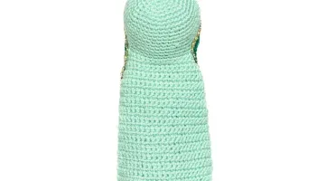 Nossa Senhora em Amigurumi com Manto Verde Água