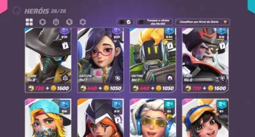 T3 arena 10k troféus 26/28 heróis 31 skins Rank platina